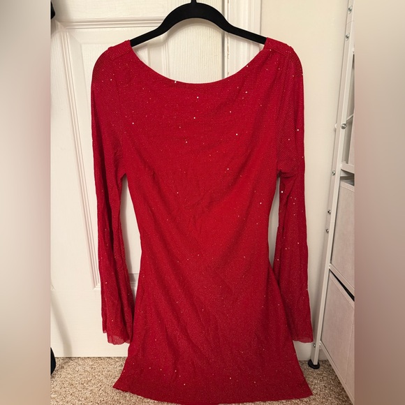 Amazon Sparkling Red Long Sleeve Dress - Picture 3 of 4